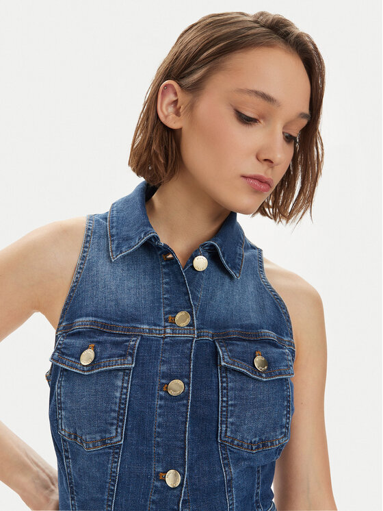 ViCOLO ViCOLO Дънкова рокля DB5086 Тъмносин Slim Fit