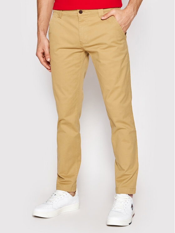 Tommy Jeans Chino Hlače Scanton DM0DM09595 Rjava Slim Fit