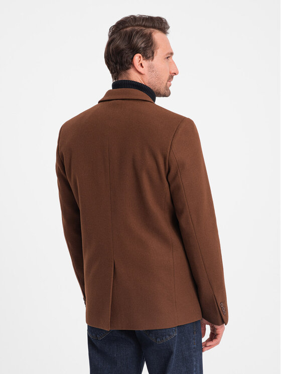 Ombre Ombre Marynarka OM-BLZB-0118 Brązowy Regular Fit