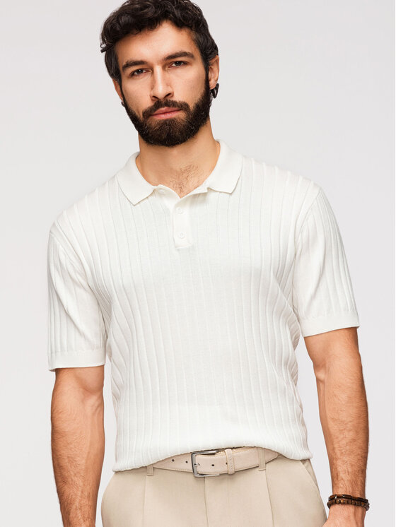 Ombre Ombre Polo OM-POSS-0169 Biały Slim Fit