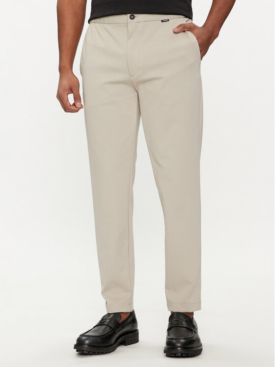 Calvin Klein Pantaloni din material K10K113647 Bej Comfort Fit