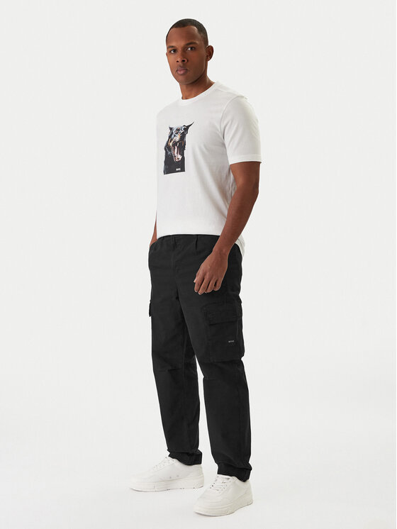 BOSS BOSS Bavlnené nohavice Sisla-9-Cargo 50552096 Čierna Regular Fit