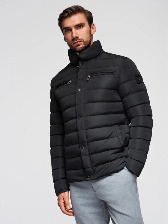 Ombre Ombre Kurtka przejściowa OM-JALP-0260 Czarny Regular Fit