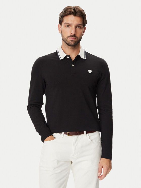Guess Guess Поло M6BP58 K6201 Чорний Slim Fit