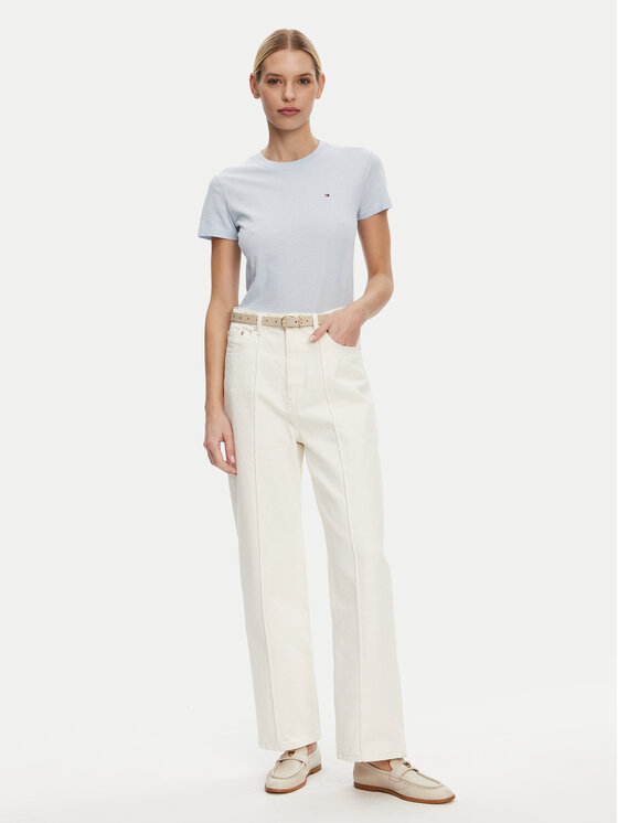 Tommy Hilfiger Tommy Hilfiger Tričko Slub WW0WW44433 Modrá Slim Fit