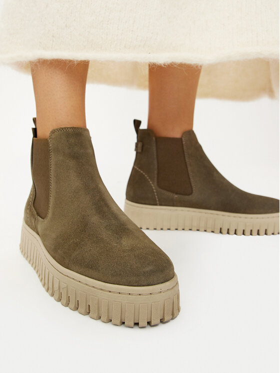Tamaris Tamaris Kotníková obuv s elastickým prvkem 1-25405-43 Khaki