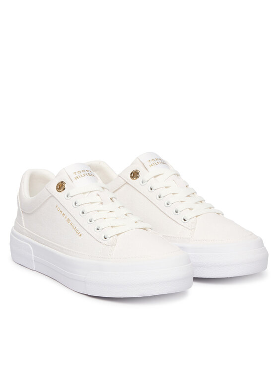 Tommy Hilfiger Tommy Hilfiger Sneakersy Th Foxing Platform Canvas FW0FW09480 Biela