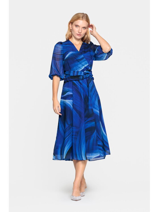 EMOI EMOI Sukienka koktajlowa szafirowa rozkloszowana Niebieski Feminine Fit