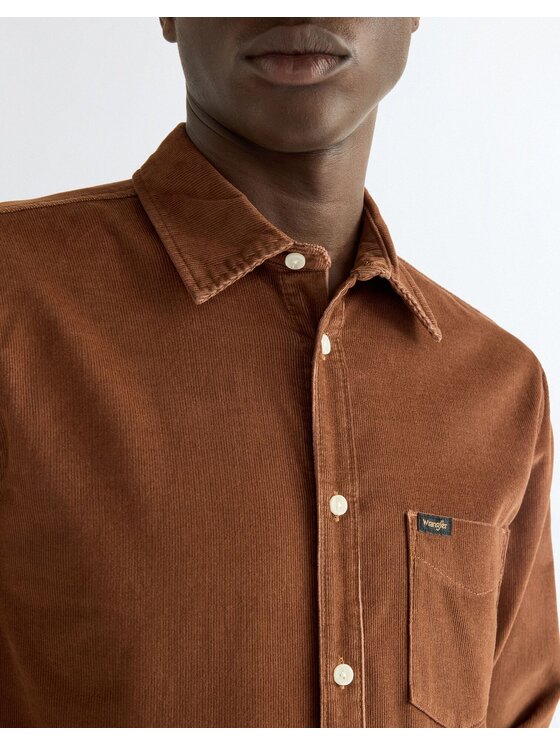 Wrangler Wrangler Koszula 1 PKT SHIRT Brązowy Regular Fit