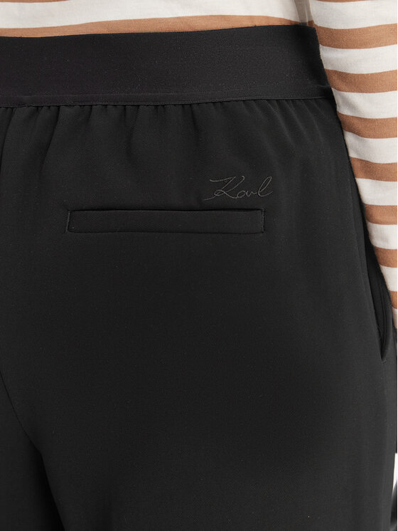KARL LAGERFELD KARL LAGERFELD Bavlnené nohavice B1W10014 Čierna Relaxed Fit