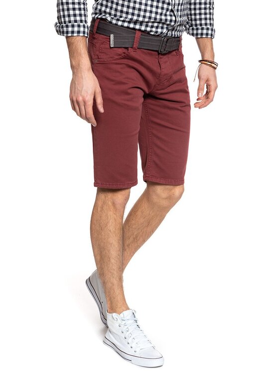 Mustang Mustang Pantaloncini di jeans 5 POCKET SHORT Rosso Slim Fit
