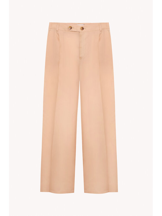 Epuzer Epuzer Spodnie materiałowe Nude transparent organza Beżowy Loose Leg