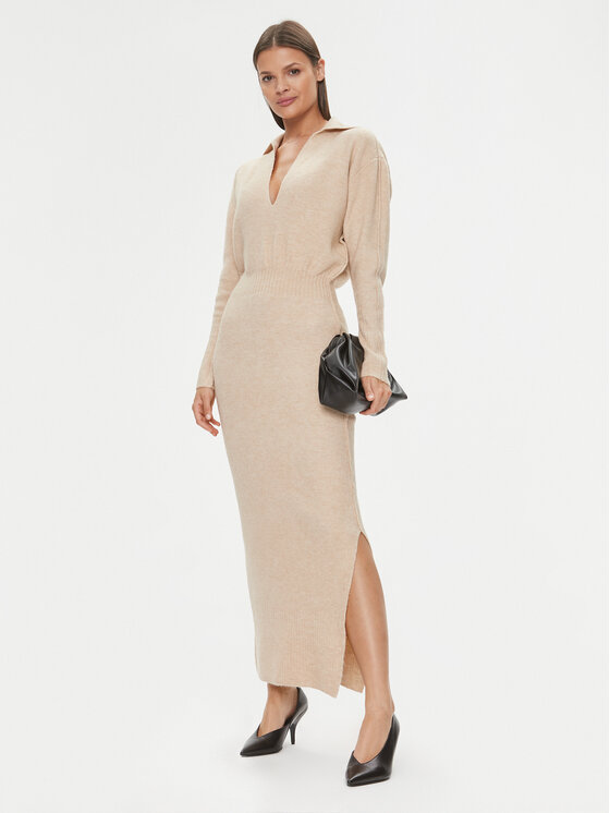Patrizia Pepe Patrizia Pepe Kootud kleit 2A2618/K139-B778 Beež Regular Fit