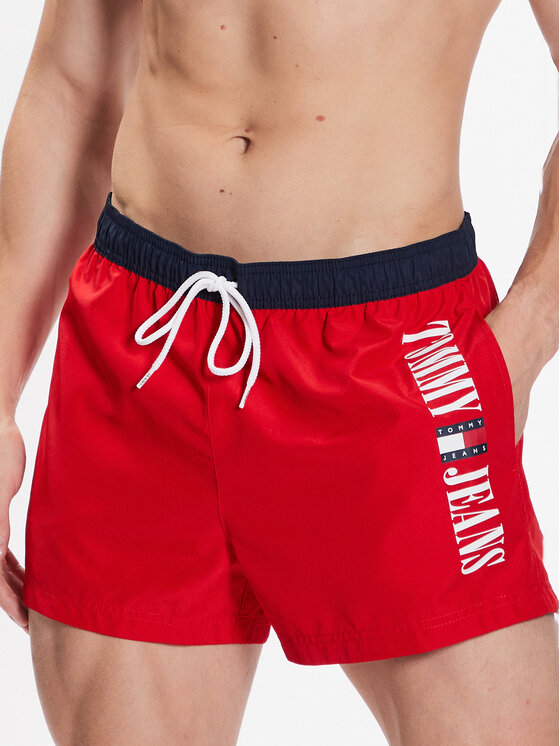 Tommy Jeans Kopalne hlače UM0UM02755 Rdeča Regular Fit