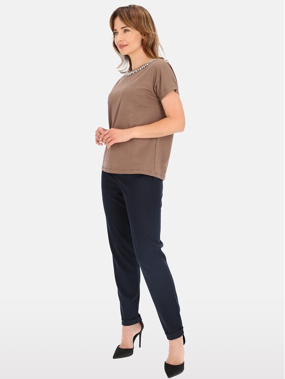 Perso Perso Tričko TCE243000F Hnedá Regular Fit