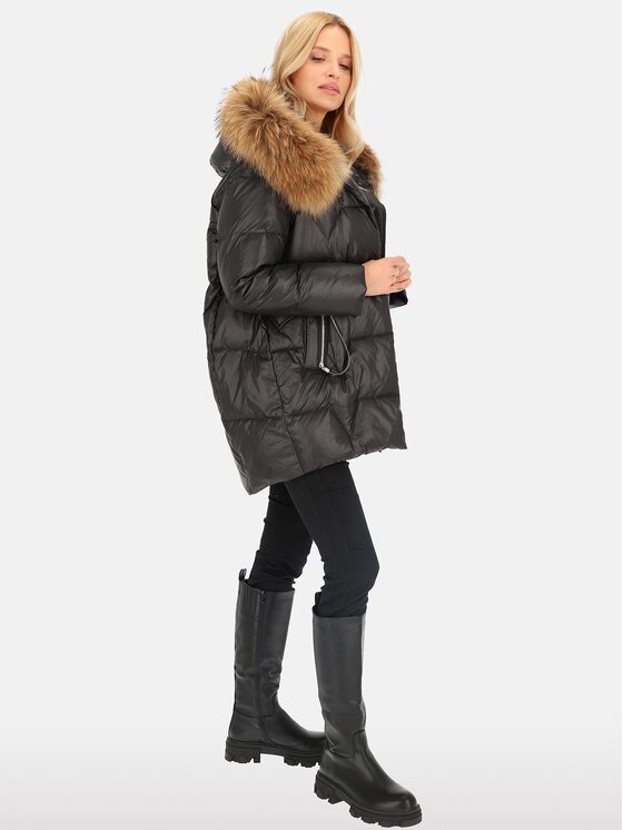 Perso Perso Kurtka damska BLH241006FXR Czarny Regular Fit