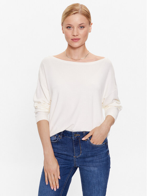 Liu Jo Pulover WF3128 MA18F Écru Relaxed Fit