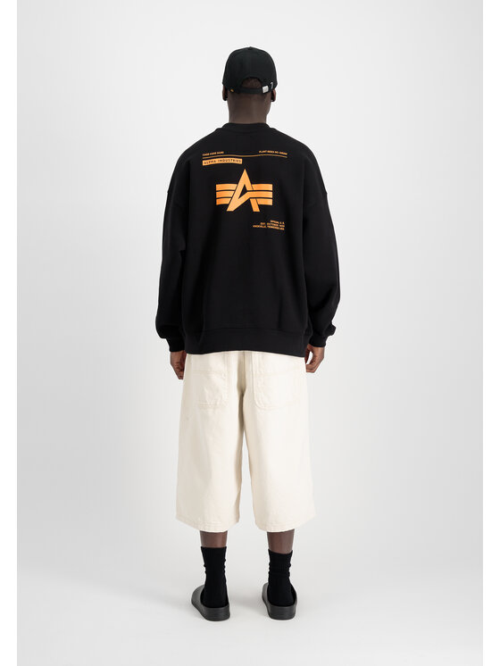 Alpha Industries Alpha Industries Bluza Logo Backprint Sweatshirt Czarny Relaxed Fit