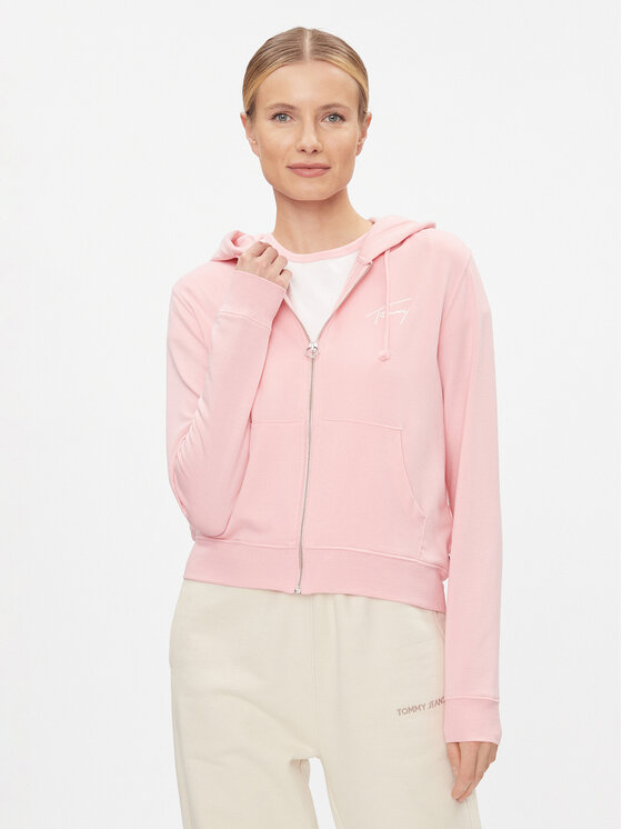 Tommy Jeans Mikina Signature DW0DW17338 Ružová Regular Fit