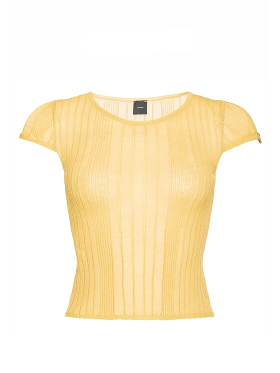 PINKO PINKO T-Shirt Tambora maglia crepe Żółty Cropped Fit