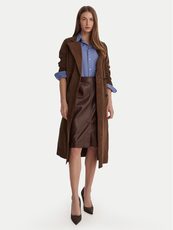 Marella Marella Palton din piele Oblare 2613441091 Maro Regular Fit