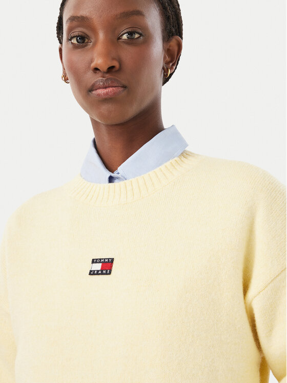 Tommy Jeans Tommy Jeans Megztinis Fluffy Badge DW0DW23831 Šviesiai geltona Regular Fit