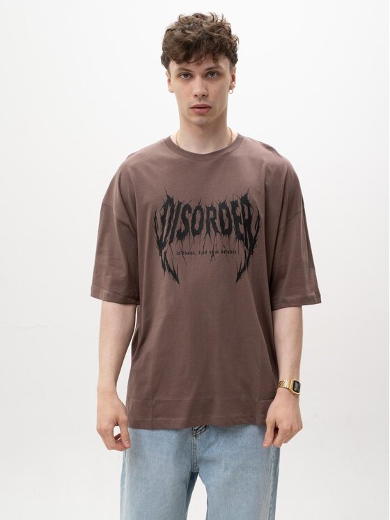 MyStars MyStars T-Shirt Koszulka Z Krótkim Rękawem Oversize Męska Mocha Mousse Machinist Disorder M Brązowy Oversize
