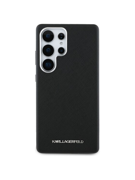 KARL LAGERFELD KARL LAGERFELD Etui na telefon Saffiano Full Wrapped Elongated Metal Logo Czarny