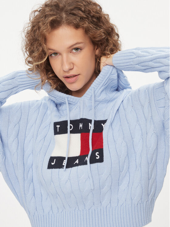 Tommy Jeans Tommy Jeans Džemperis Center Flag DW0DW16528 Gaiši zils Regular Fit