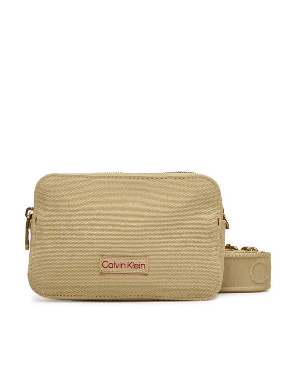 Calvin Klein Torebka Webbing Strap Canvas Camera Bag LV04F3385G Beżowy