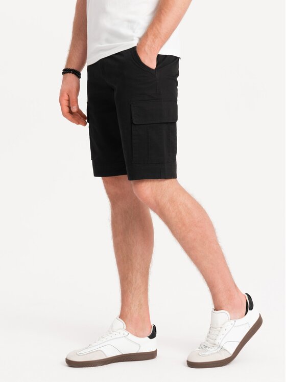 Ombre Ombre Šortky z materiálu OM-SRCG-0133 Černá Cargo Fit