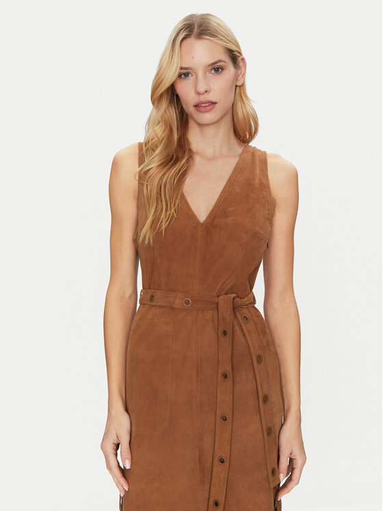 Munthe Munthe Kožené šaty Filom 251132025116 Hnedá Regular Fit