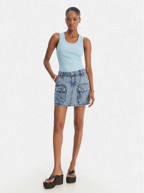 Juicy Couture Juicy Couture Top Thin Strap JCWLV126308 Sinine Slim Fit