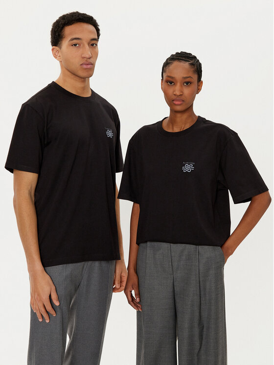 Filling Pieces Filling Pieces T-Shirt Unisex Embroidered Knot 7449986 Czarny Regular Fit