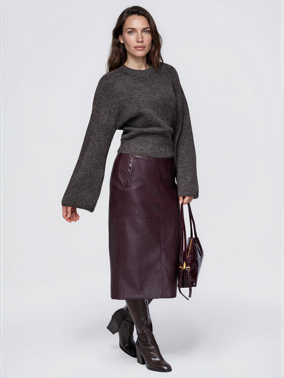 Ombre Ombre Sweter OW-SW-E0062 Brązowy Relaxed Fit