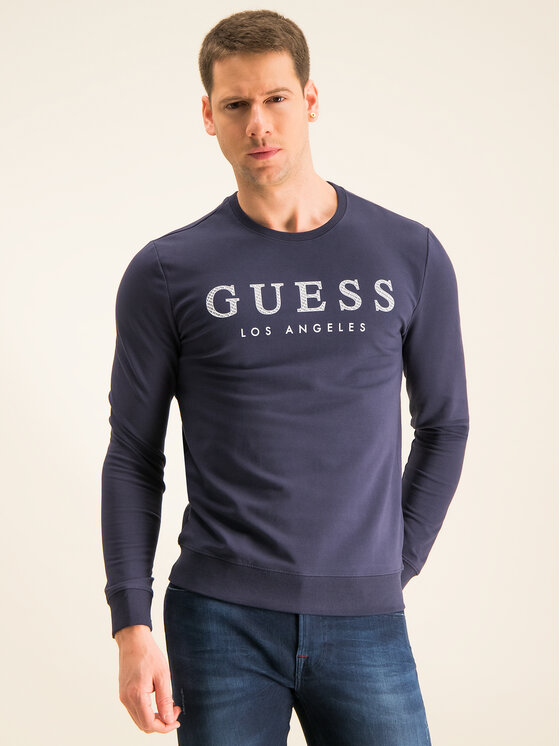 Guess Guess Džemperis M01Q54 K6ZS0 Tamsiai mėlyna Slim Fit