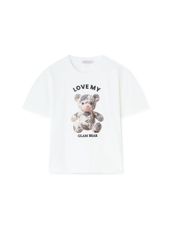 Motivi Motivi T-Shirt G004W003895N011 Biały Boxy Fit