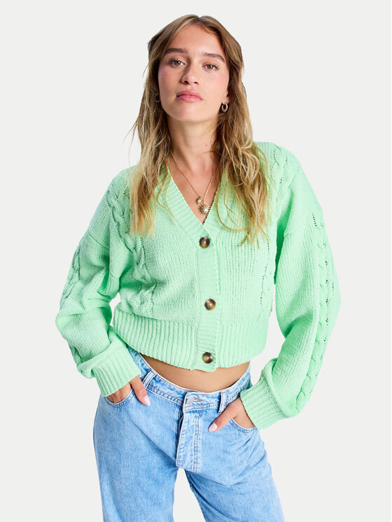 Roxy Roxy Kardigán Missing The Sun ERJSW03677 Zöld Regular Fit
