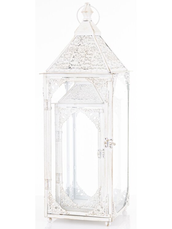 MIAhome MIAhome Zestaw 2 lampionów metalowych białych BLANKU 48/64 x 17/22 cm Biały