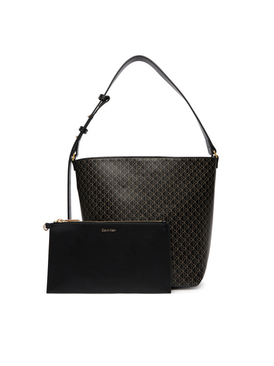 Calvin Klein Calvin Klein Torbica Emblem Aop Medium Bucket LV04F3365G Crna