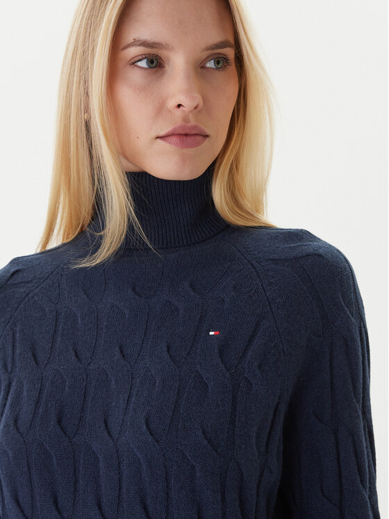Tommy Hilfiger Tommy Hilfiger Bluză cu gât WW0WW46791 Bleumarin Regular Fit