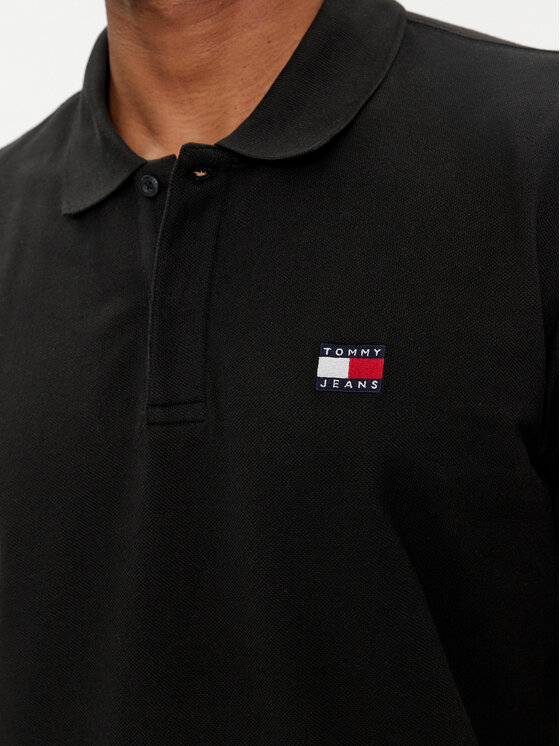 Tommy Jeans Tommy Jeans Тениска с яка и копчета Badge DM0DM18314 Черен Regular Fit