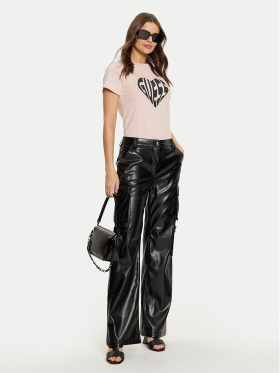 Guess Guess T-Shirt V5RI08 J1314 Różowy Slim Fit