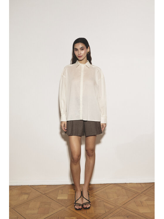 Entelier Entelier Koszula lekko transparentna Biały Modern Relaxed Fit
