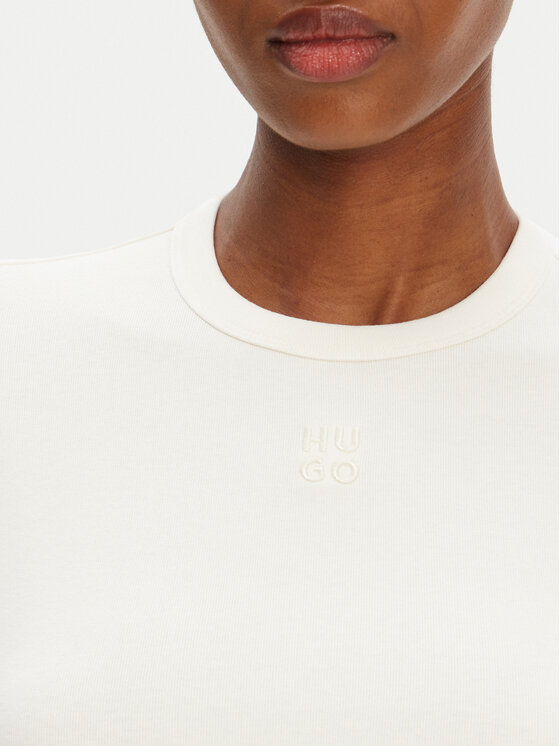 HUGO HUGO Majica Dafilomena_3 50518378 Écru Slim Fit