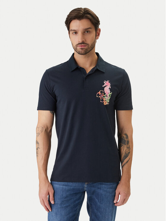 Guess Tricou polo F6GP01 K8FQ4 Bleumarin Regular Fit