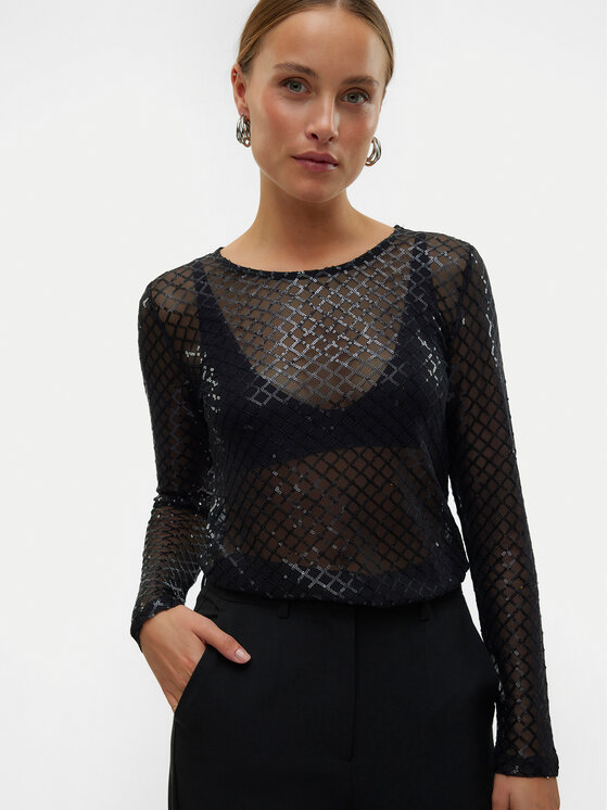 Vero Moda Vero Moda Bluzka Safina 10317016 Czarny Regular Fit
