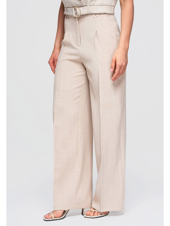 Ombre Ombre Spodnie materiałowe OW-PA-E0013 Beżowy Relaxed Fit