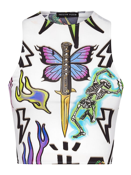 PHILIPP PLEIN PHILIPP PLEIN Tank top 2387 Biały Skin Tight Fit