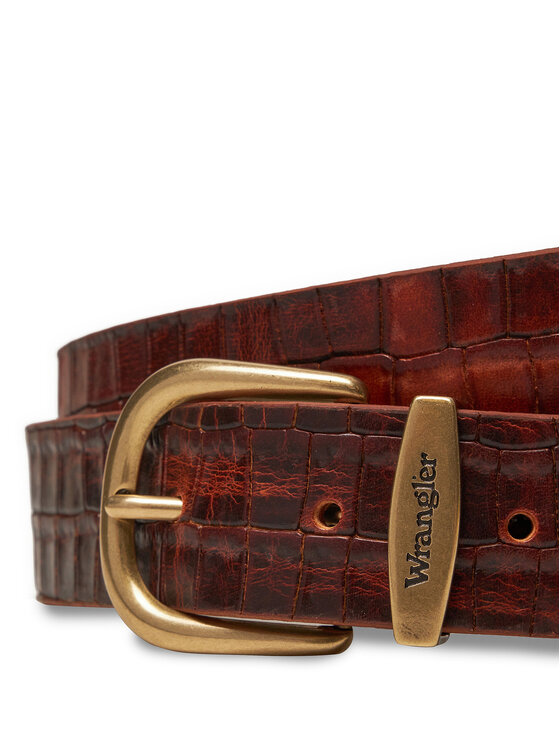 Wrangler Wrangler Pasek Męski Alligator 112358333 Brązowy